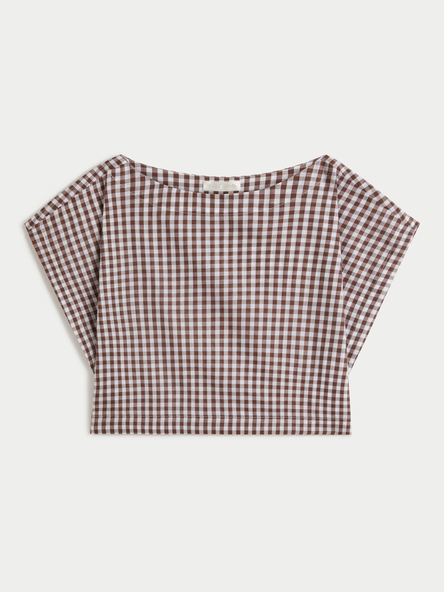 Kori Top in Cotton Poplin - Small Truffle Gingham