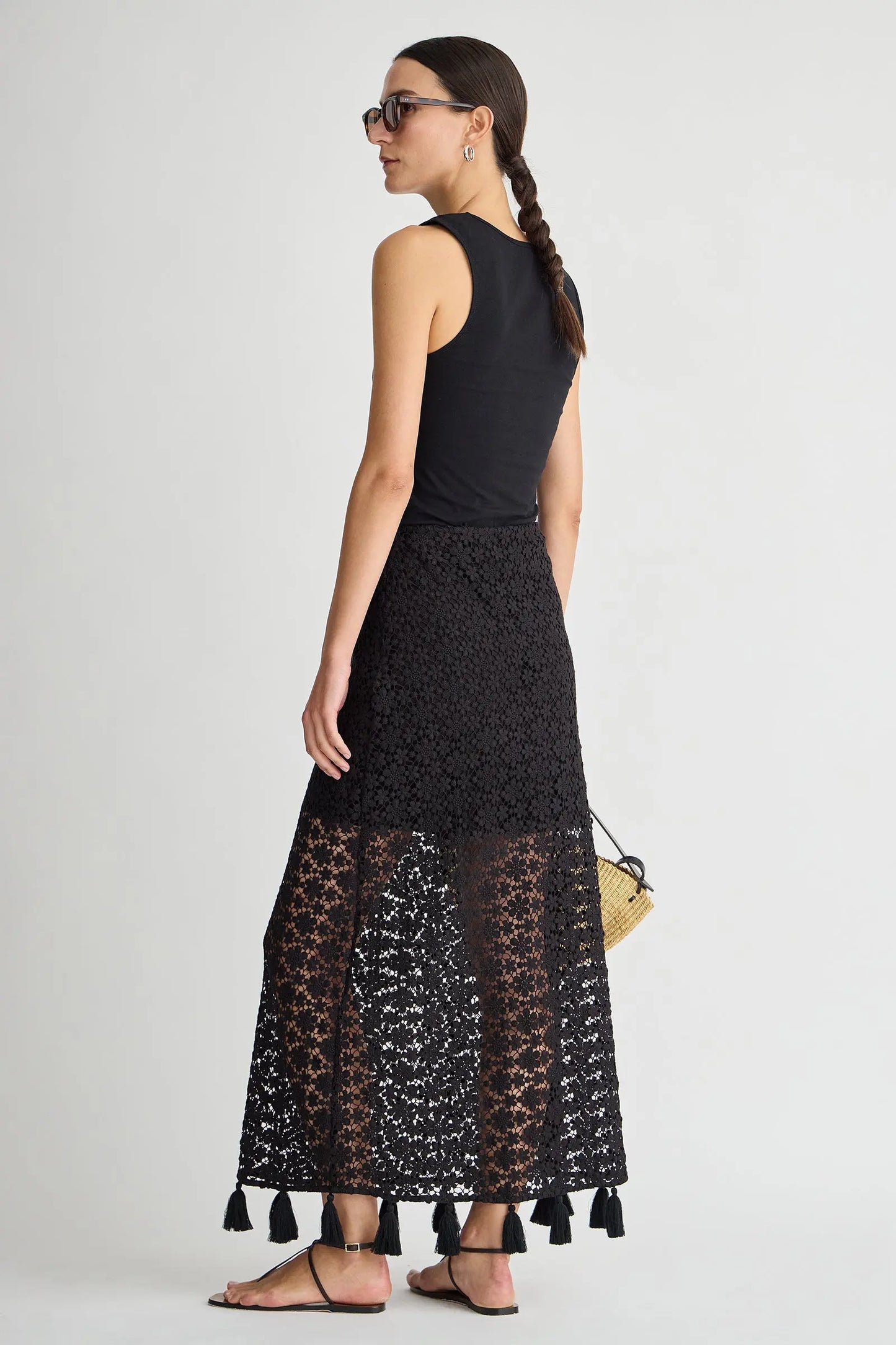 Valeska Tassel Column Skirt - Black