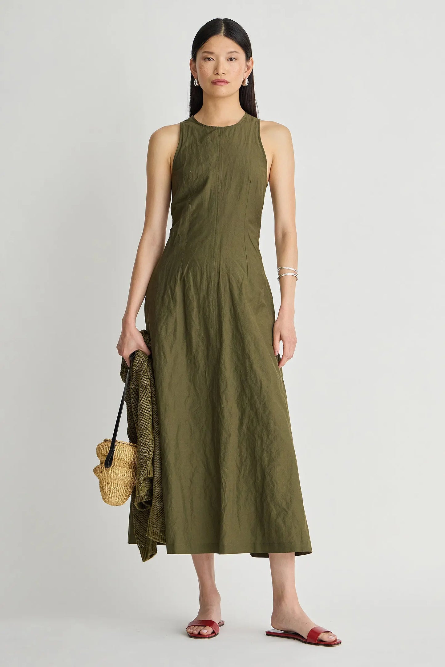 Sculpted Uma Sleeveless Maxi - Dark Olive