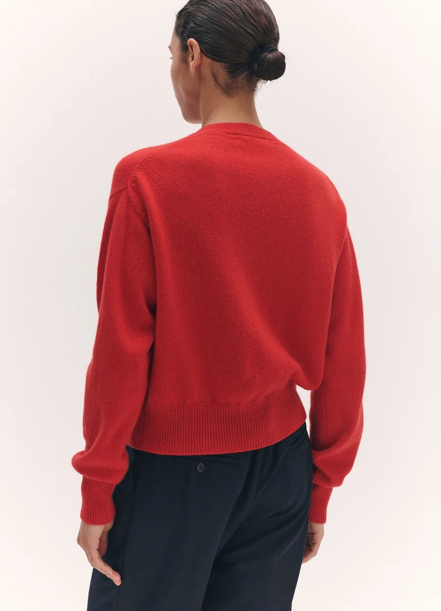 Ada Crewneck Cardigan - Poppy Red