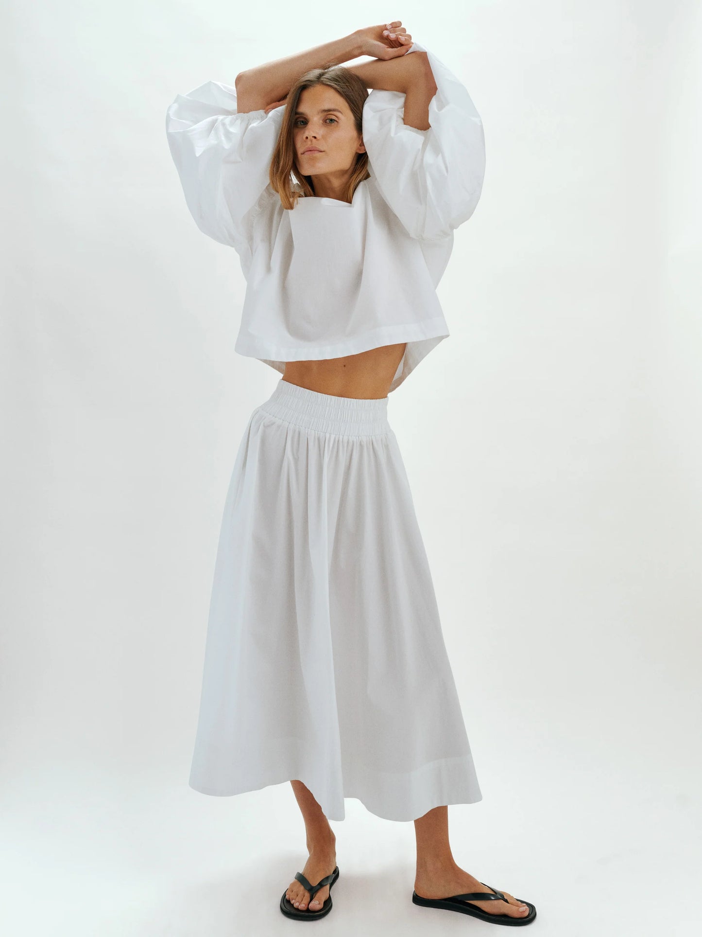 Balon Top in Cotton Poplin - White