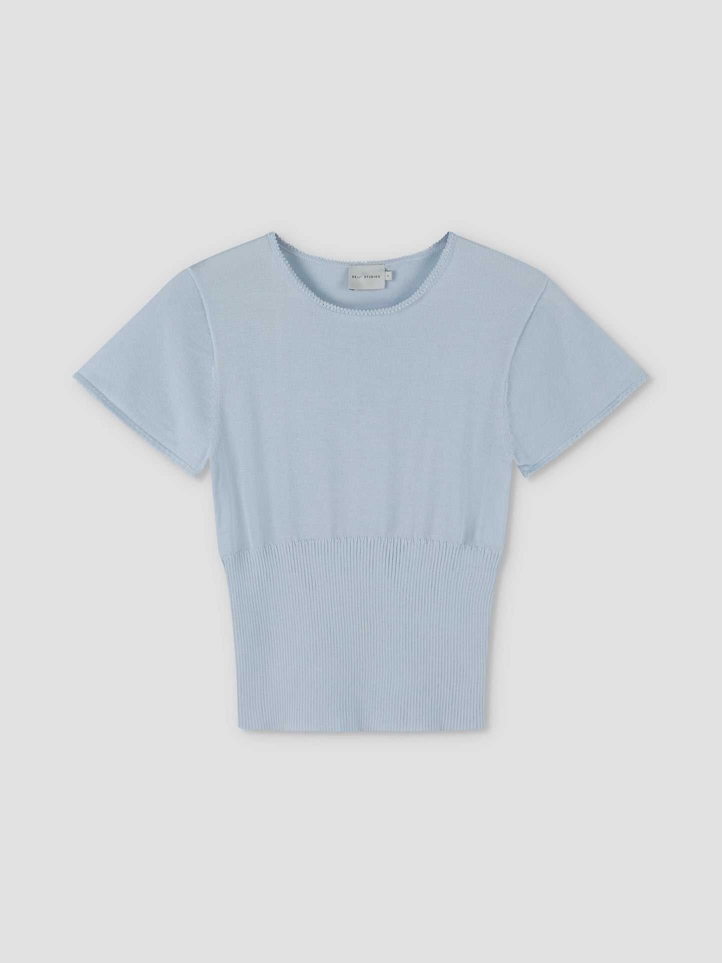 Trim Knit Tee- Ice Blue