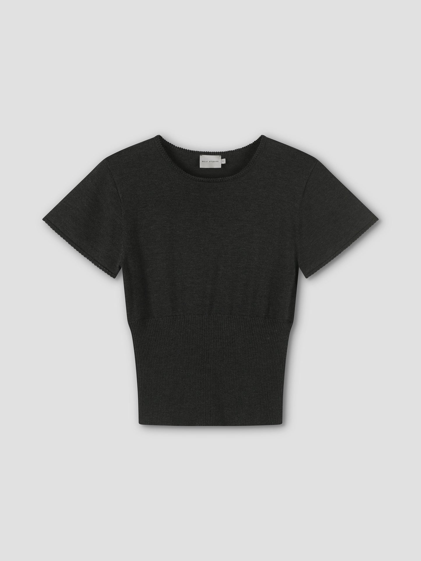 Trim Knit Tee- Dark Grey