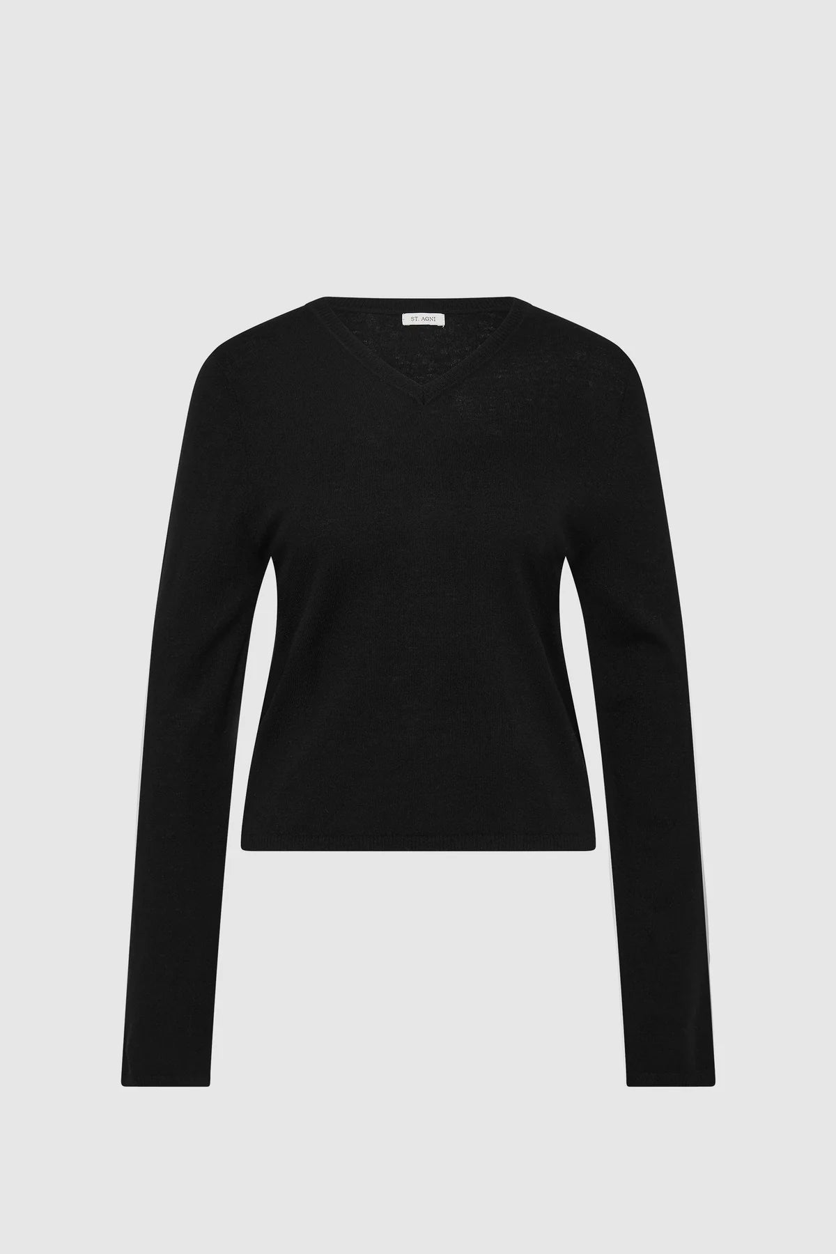 Fine Merino V Neck Sweater-Black