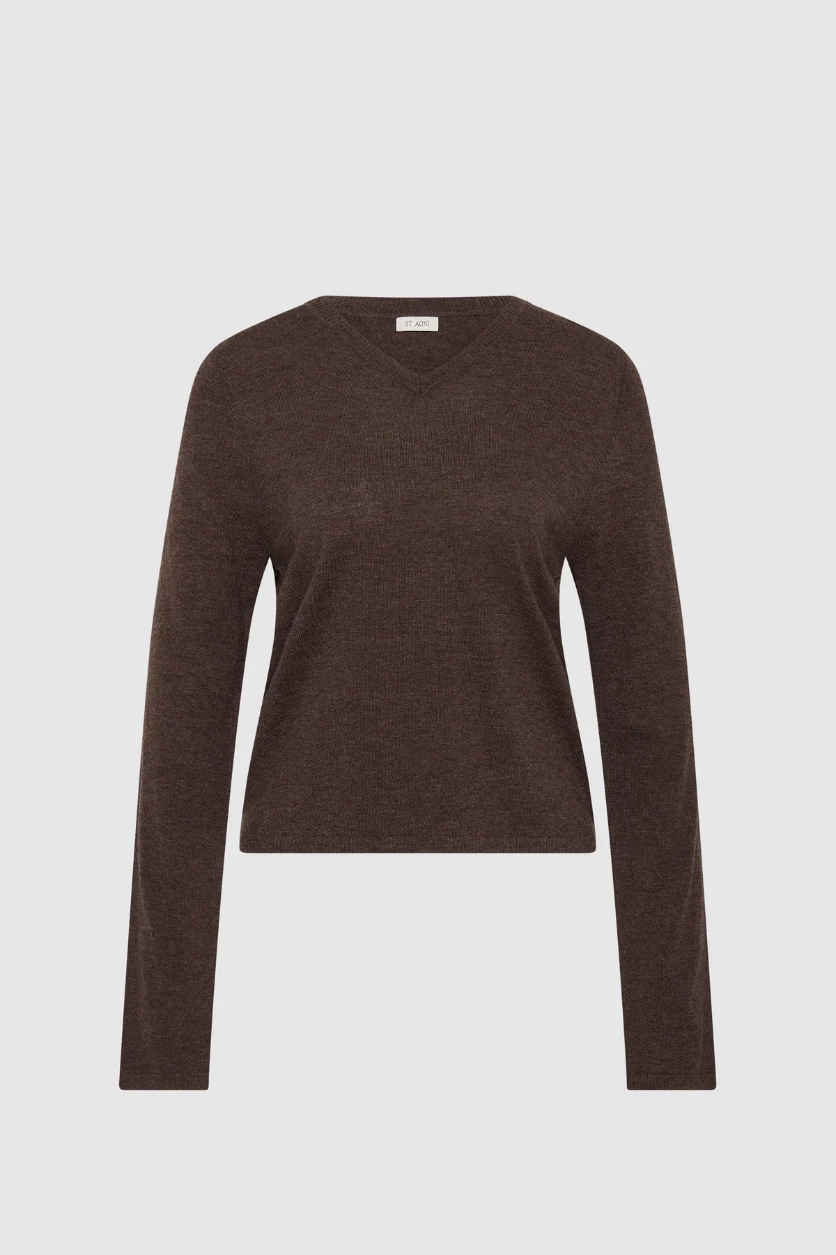 Fine Merino V Neck Sweater- Mulch