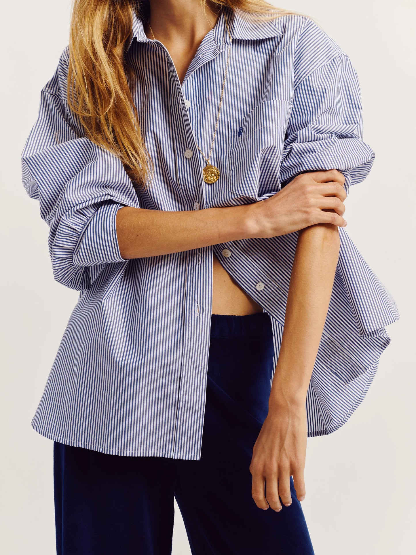 Kappa Shirt in Cotton Poplin - Navy Stripe