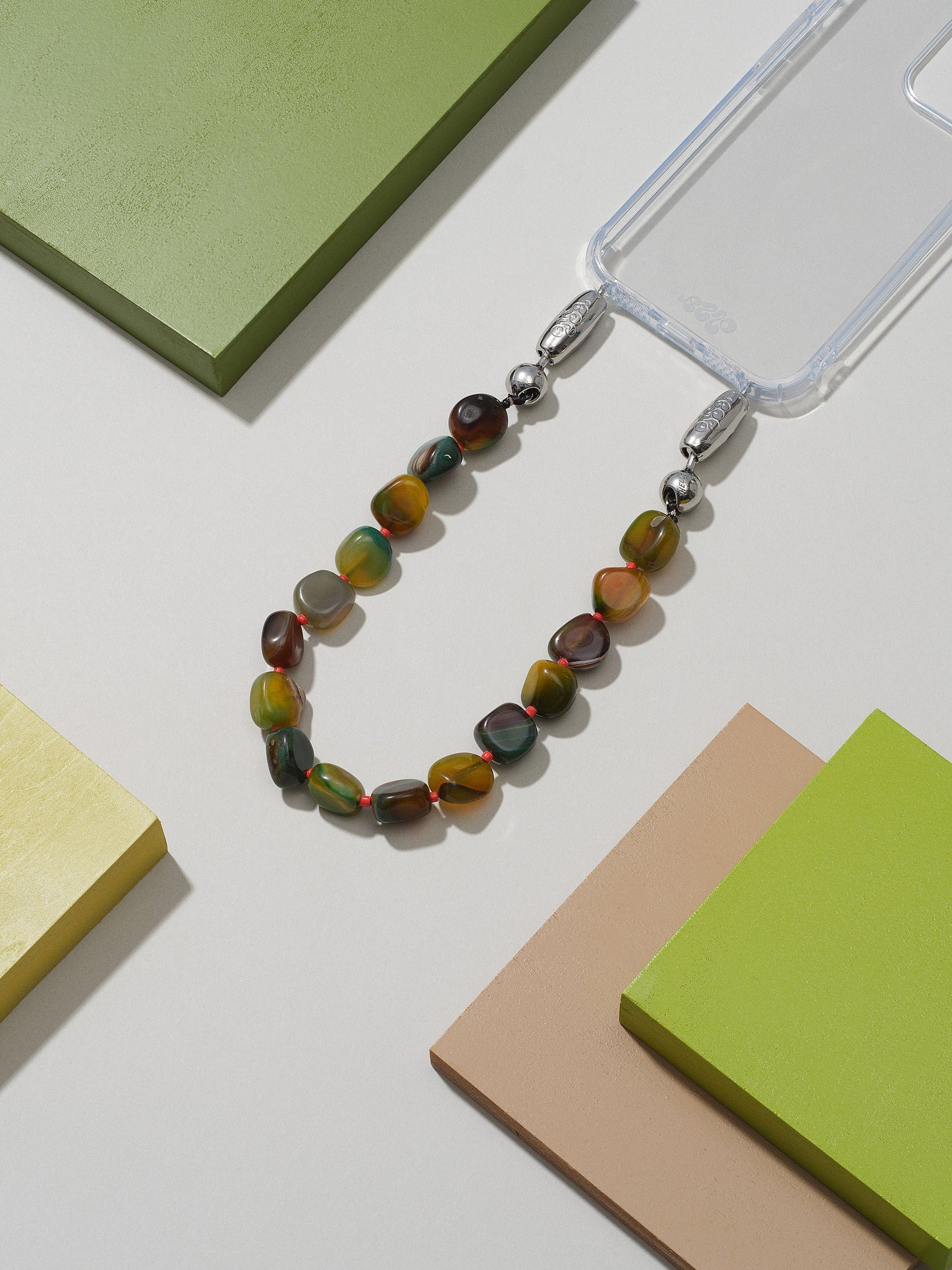 Large Cut Gemstone Wristlet Olive Agate