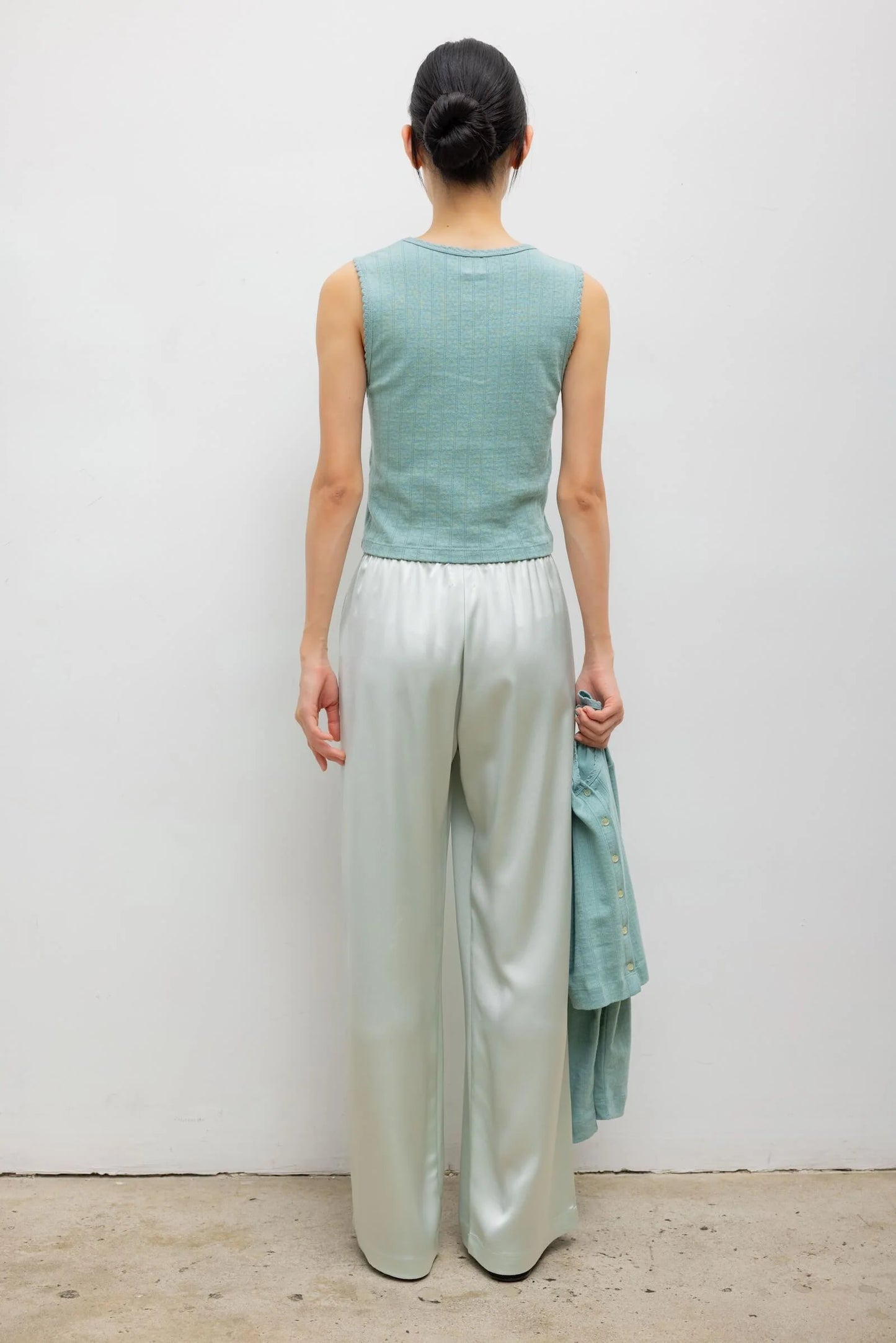 Pointelle Sleeveless Crew-Eucalyptus