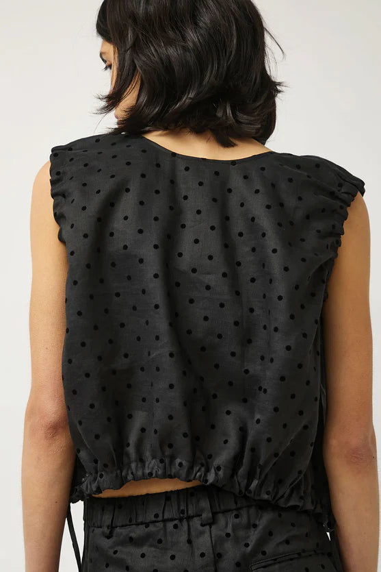 Anabel Top in Black Dot Linen