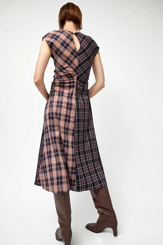 Rochelle Dress in Plum and Pink Plaid