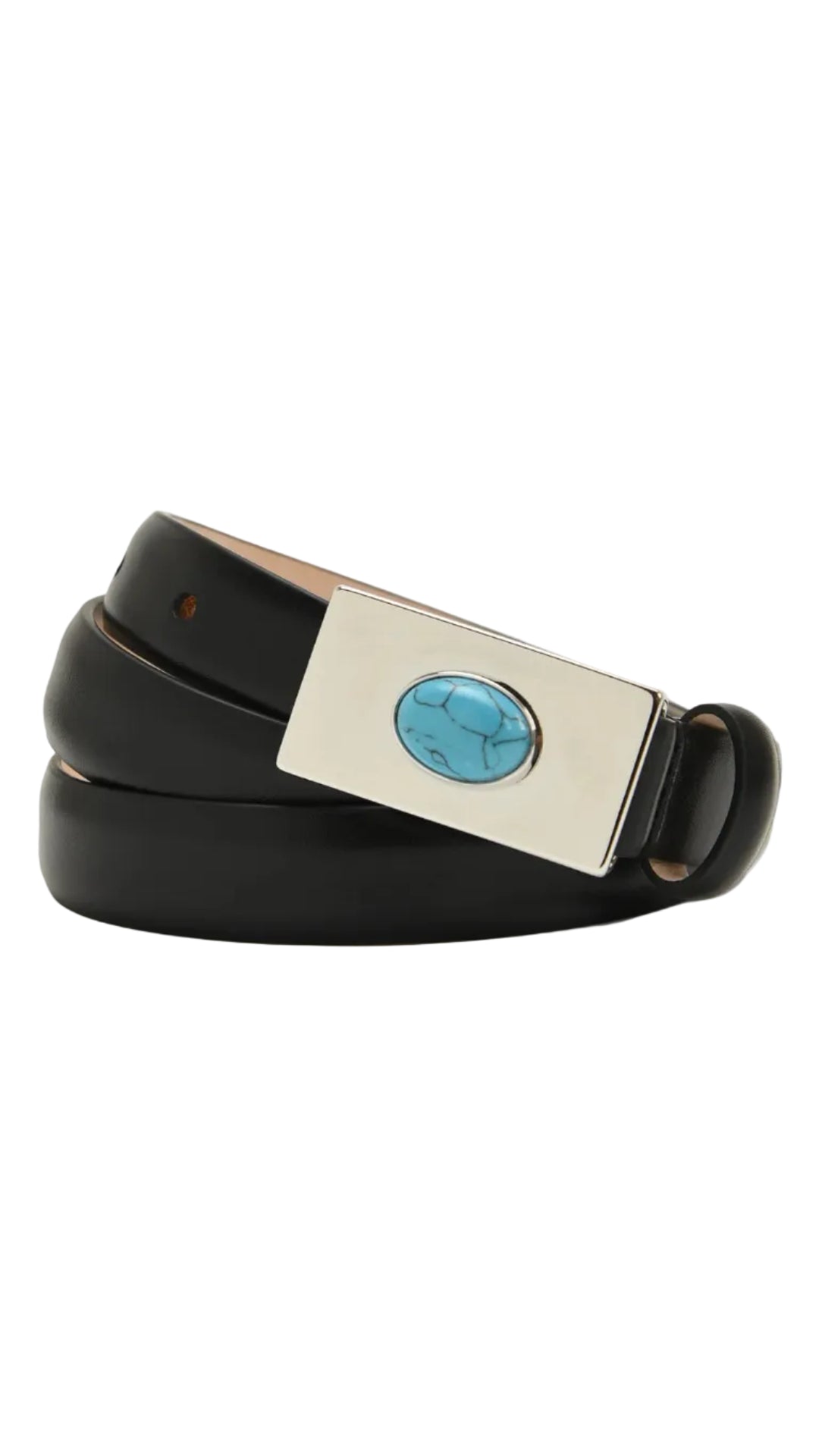 Signet Stone Belt - Black / Silver Turquoise