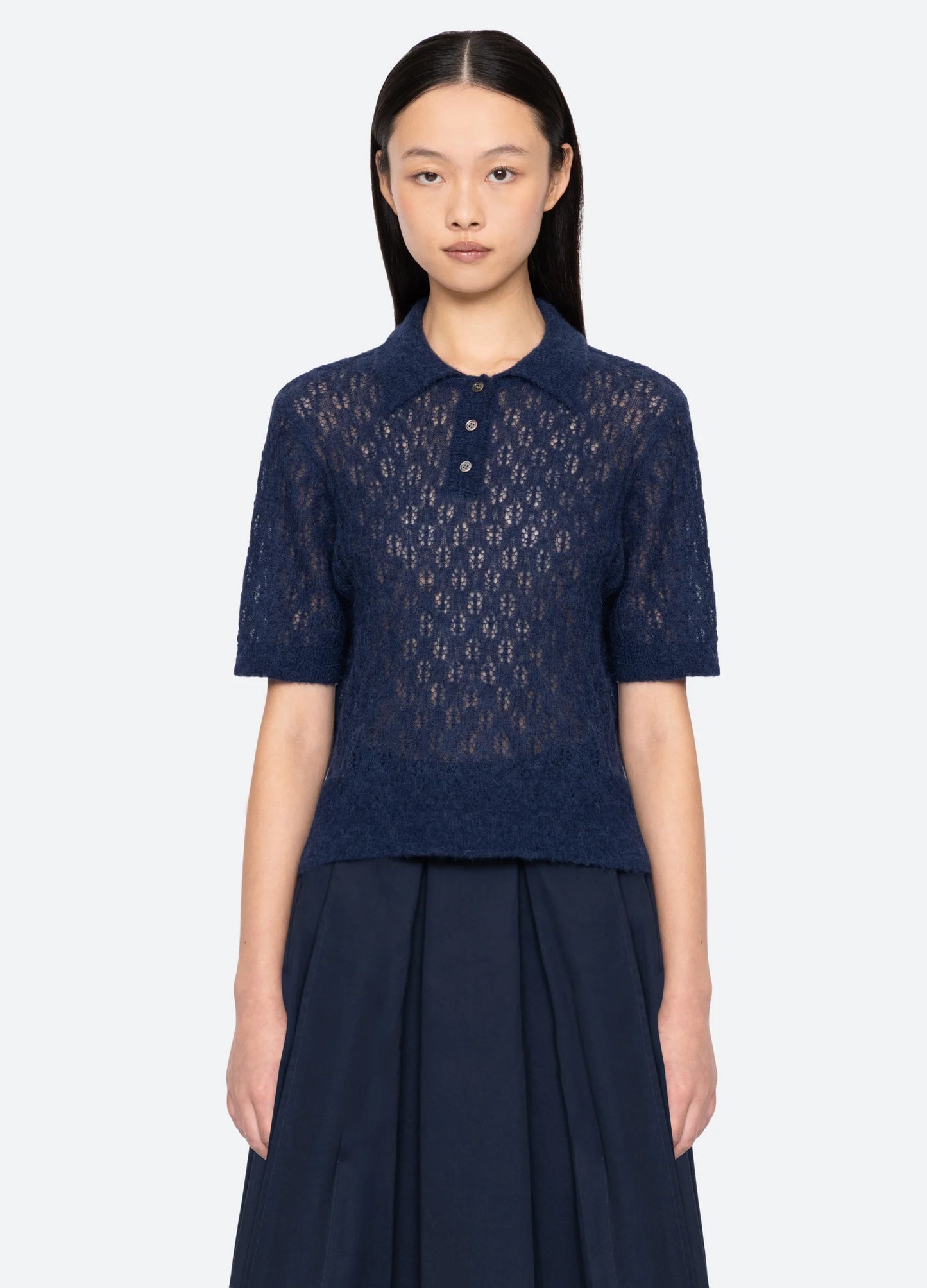 TEAGAN KNIT S/SLV SWEATER - Navy