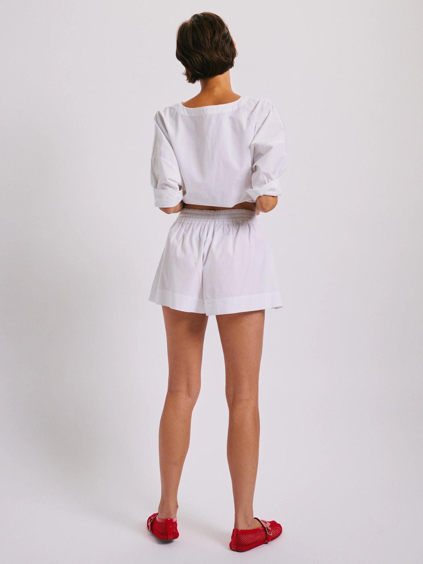 Shkip Shorts in Cotton Poplin - White