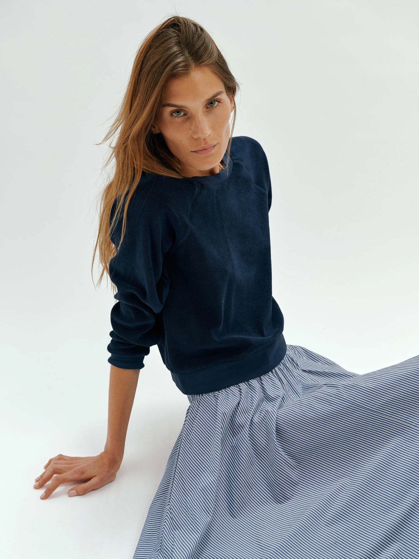 Tilos Sweatshirt in Terry - Navy