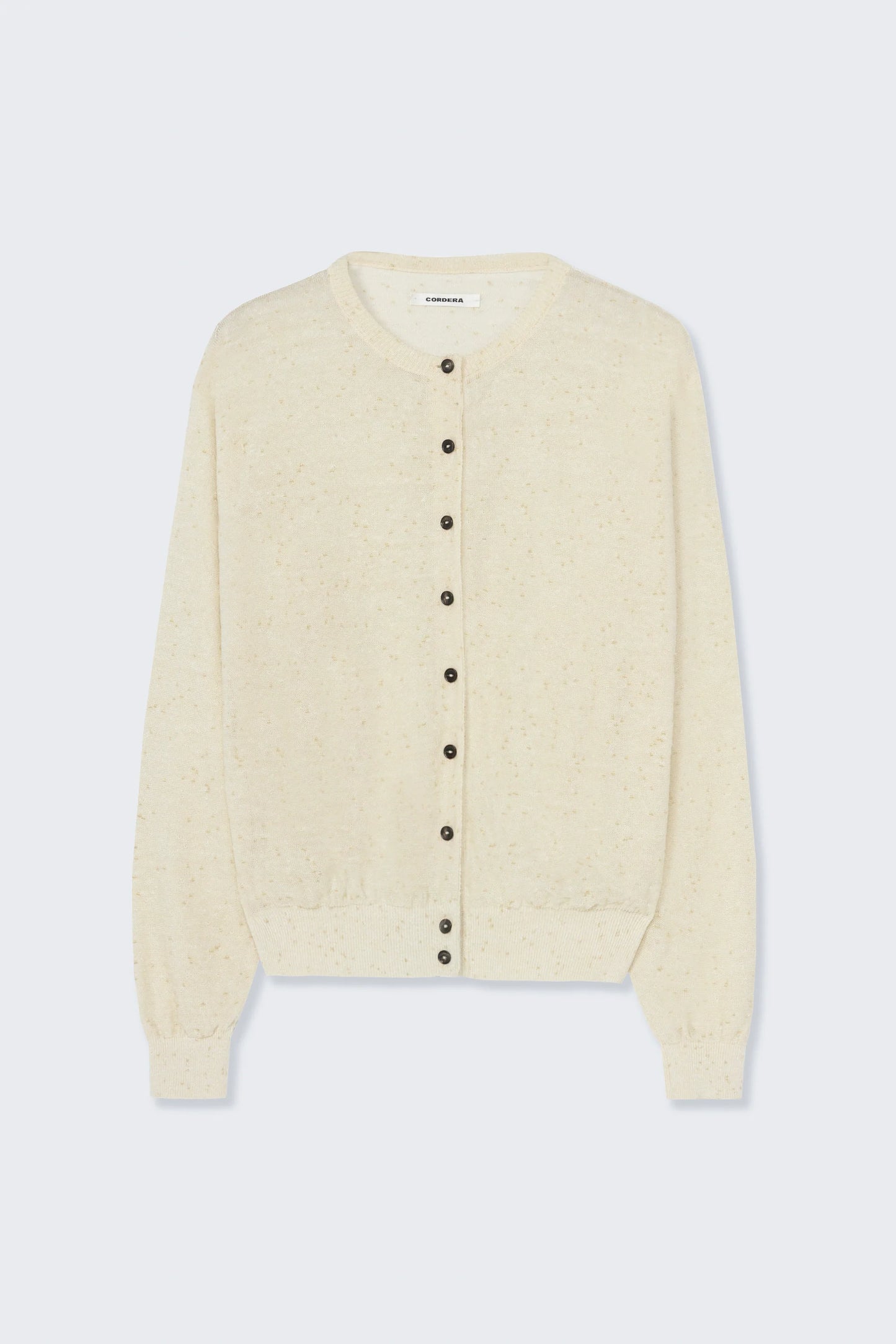 Linen & Cotton Flecked Cardigan - Cream