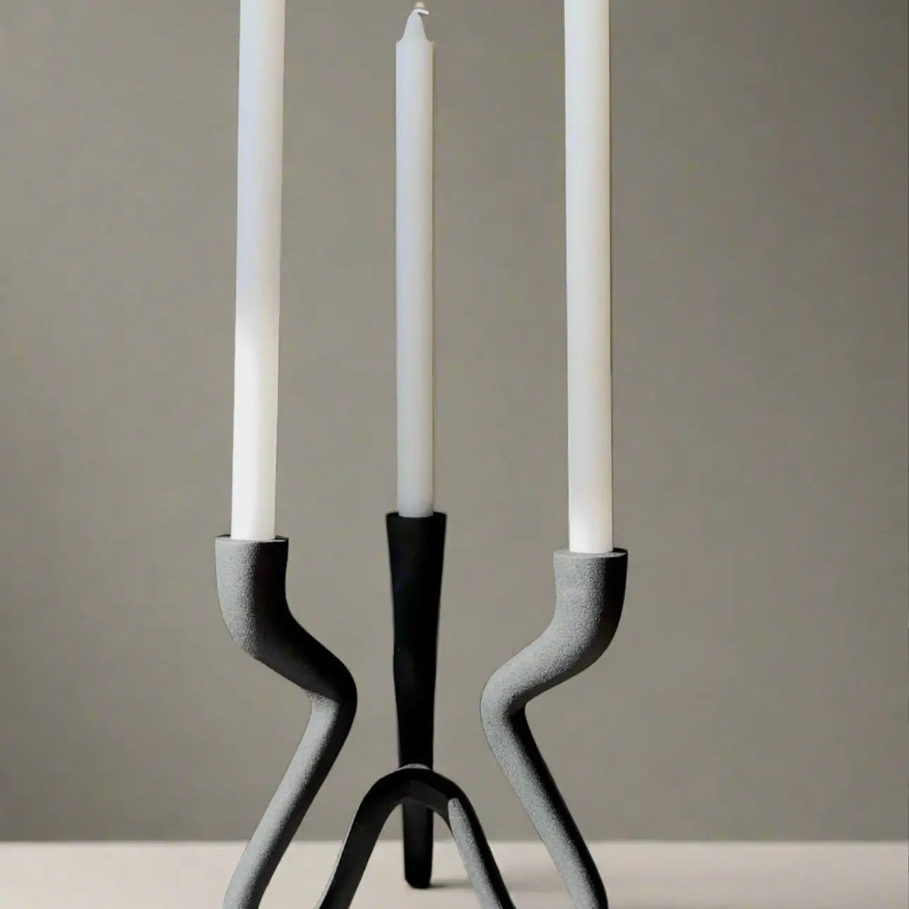 Ebony Elevated Black Aluminum Candelabra - 9.5" Modern Candle Holder