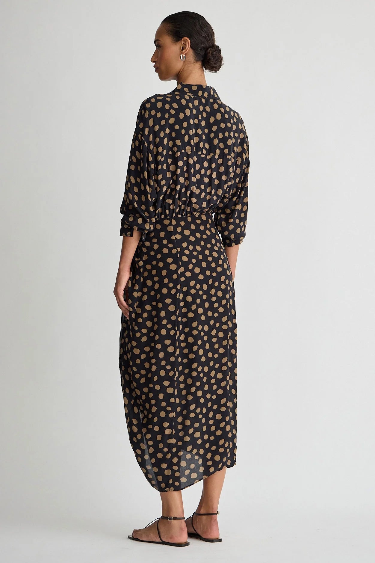 Alessandra Sarong Shirt Dress - Yayoi Black and Camel