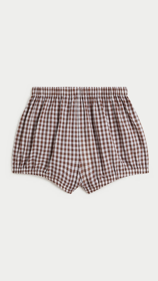 Hera Bloomers in Cotton Poplin - Small Truffle Gingham