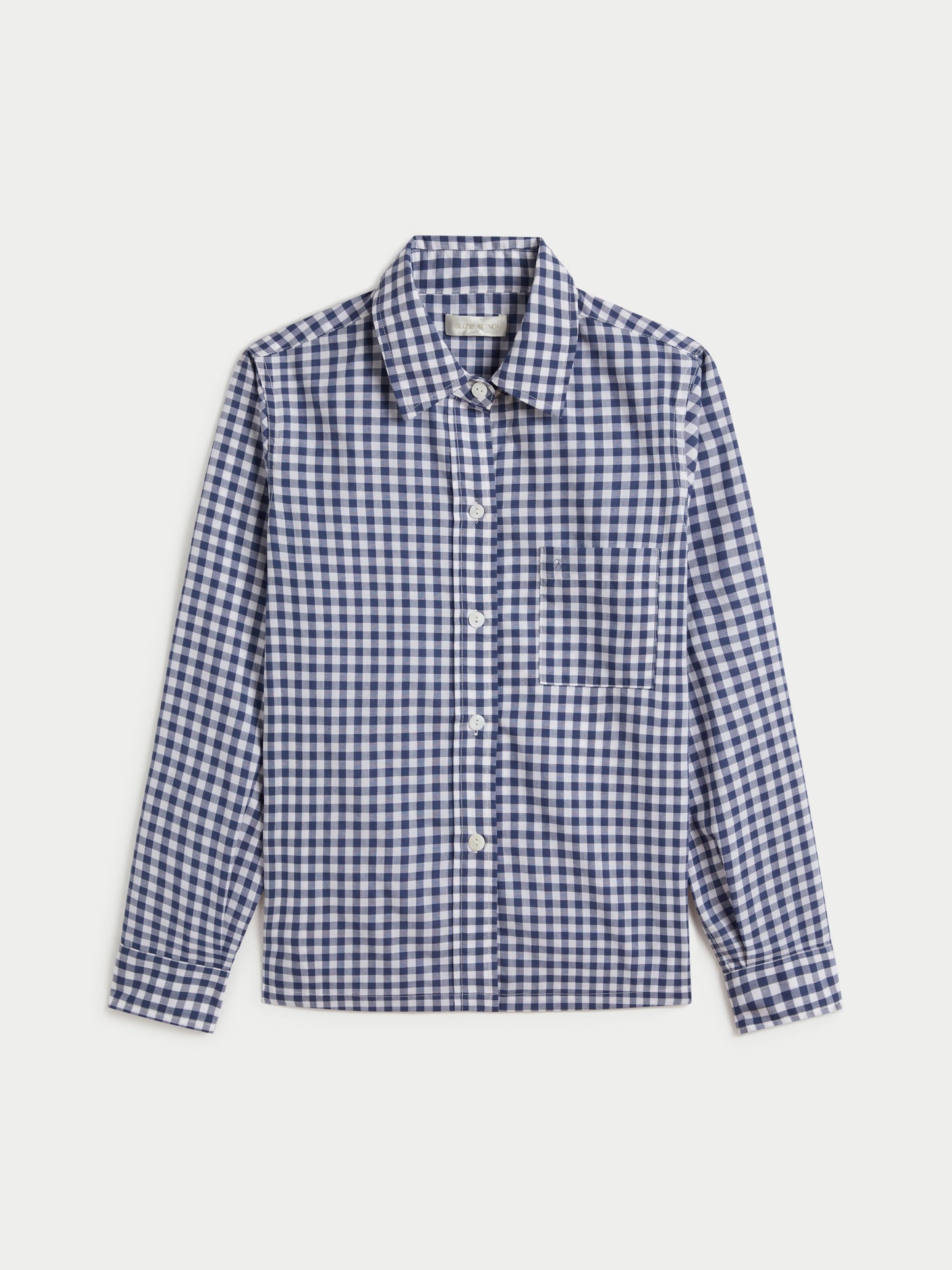Vella Top in Cotton Poplin - Small Navy Gingham