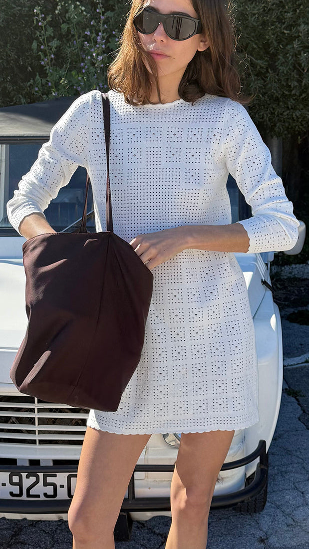 Inessa White Crochet Knits Dress