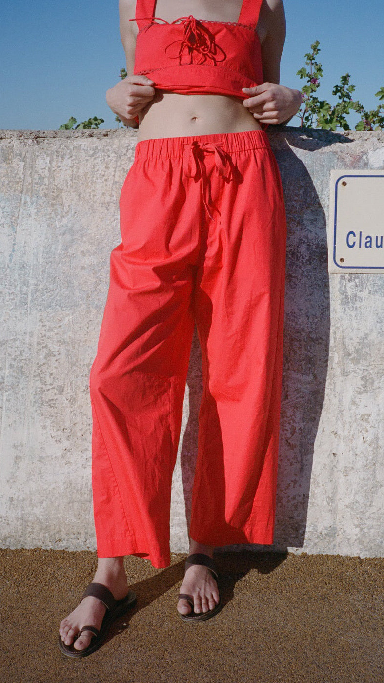 Dania Red Cotton Poplin Pant
