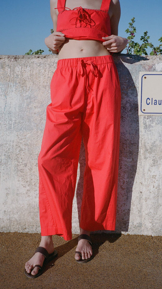 Dania Red Cotton Poplin Pant