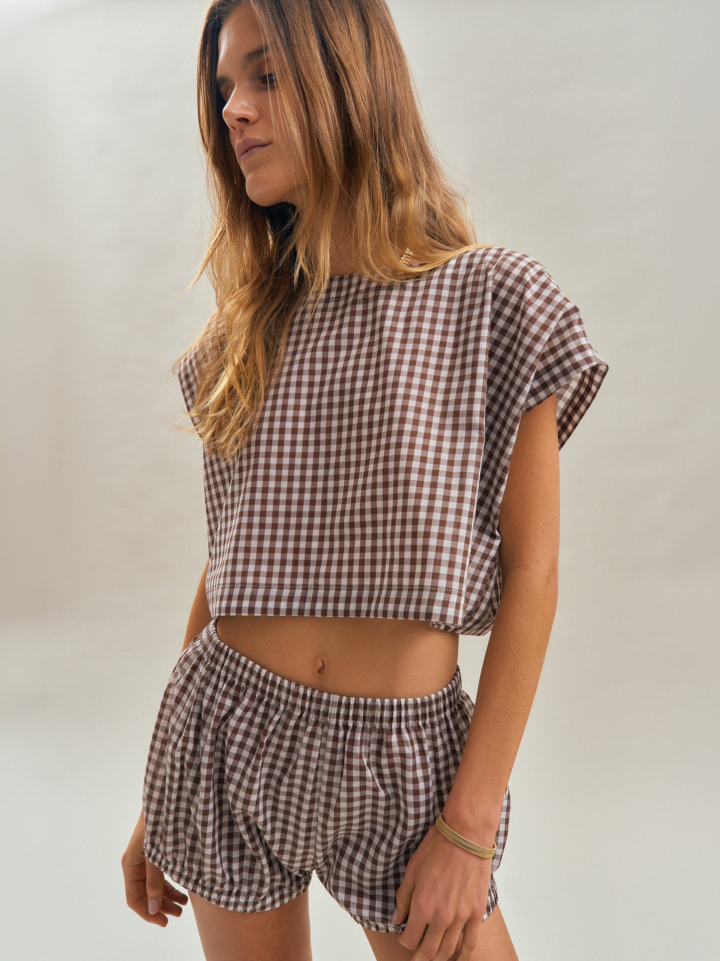 Hera Bloomers in Cotton Poplin - Small Truffle Gingham
