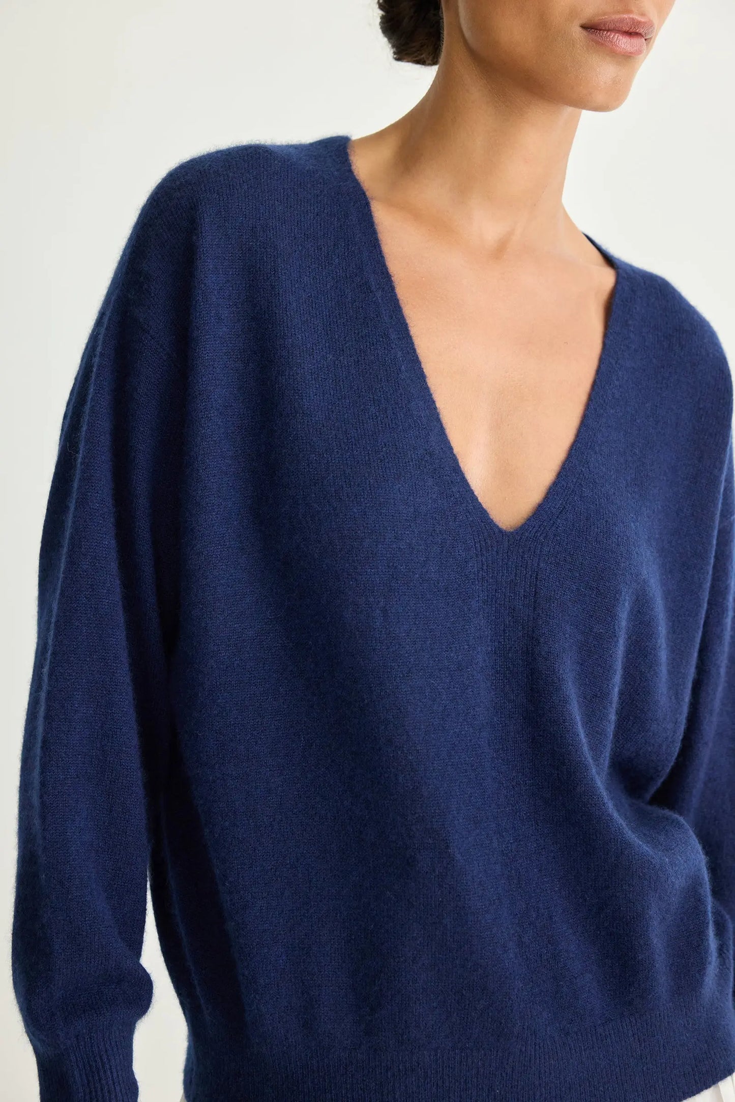 Softest Silk Cashmere V-neck- Eclipse