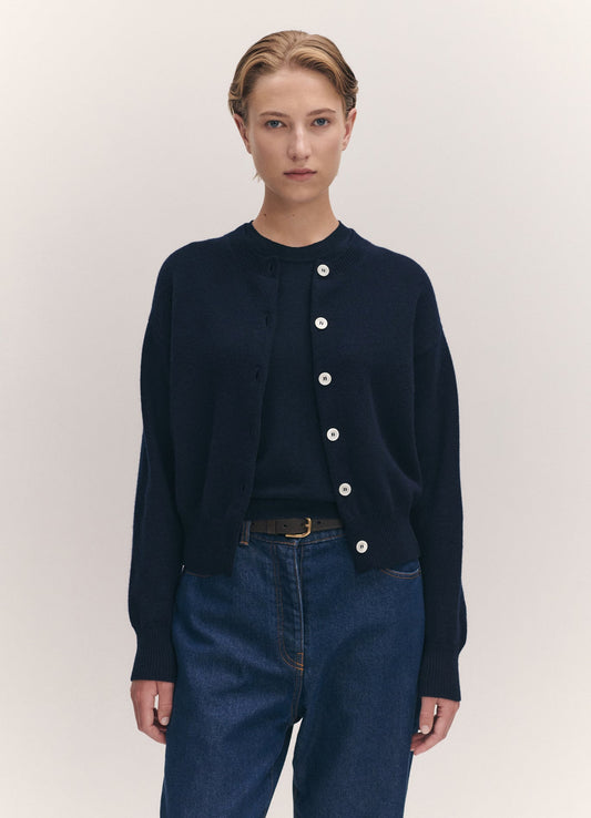 Ada Crewneck Cardigan - Navy