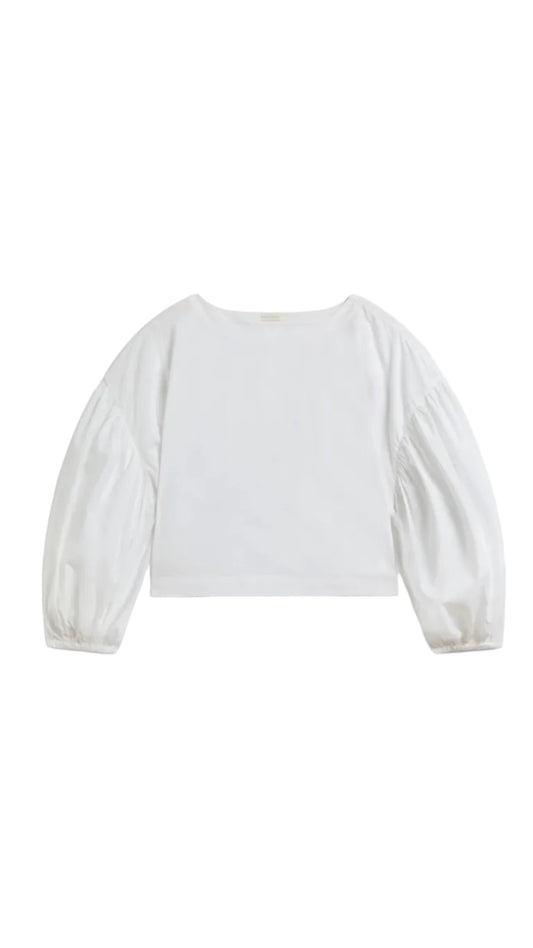 Balon Top in Cotton Poplin - White