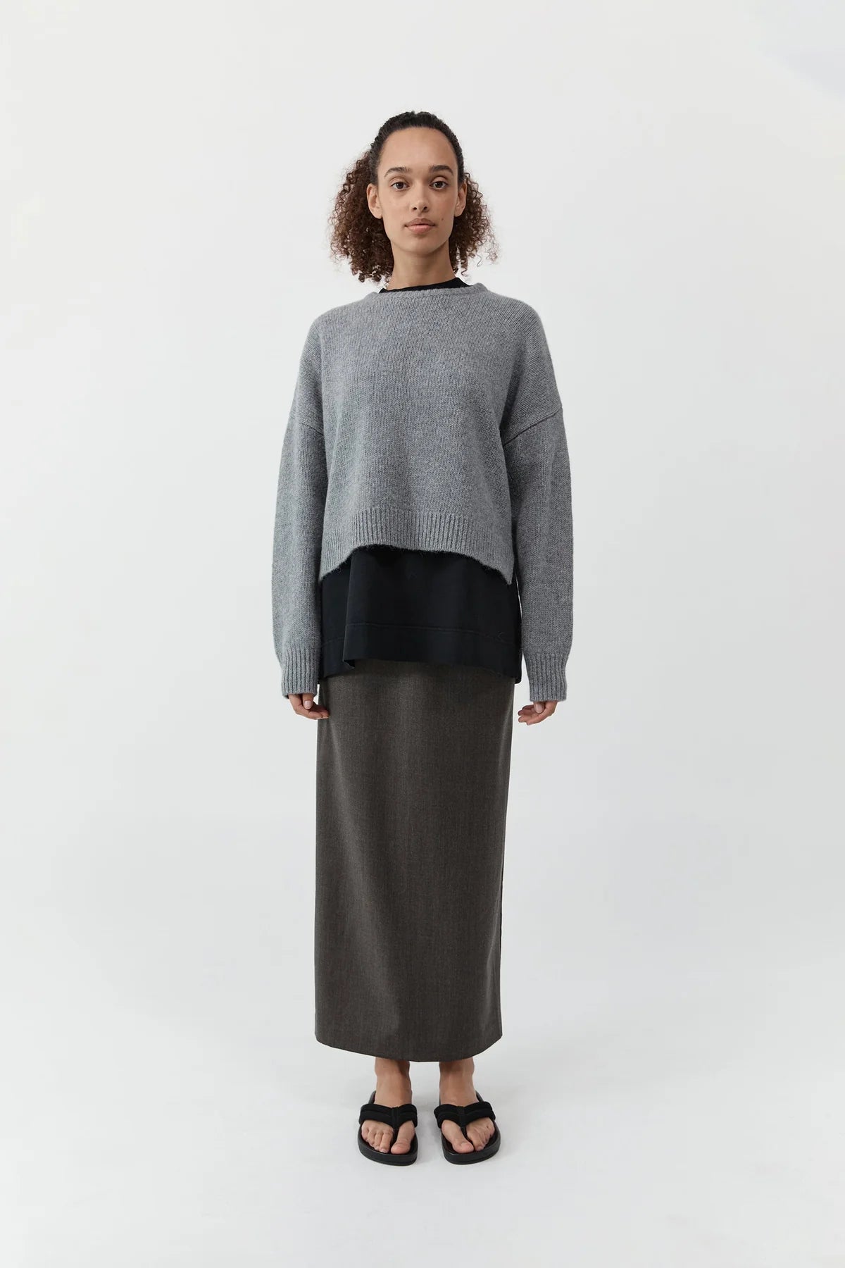 Cropped Sweater- Concrete