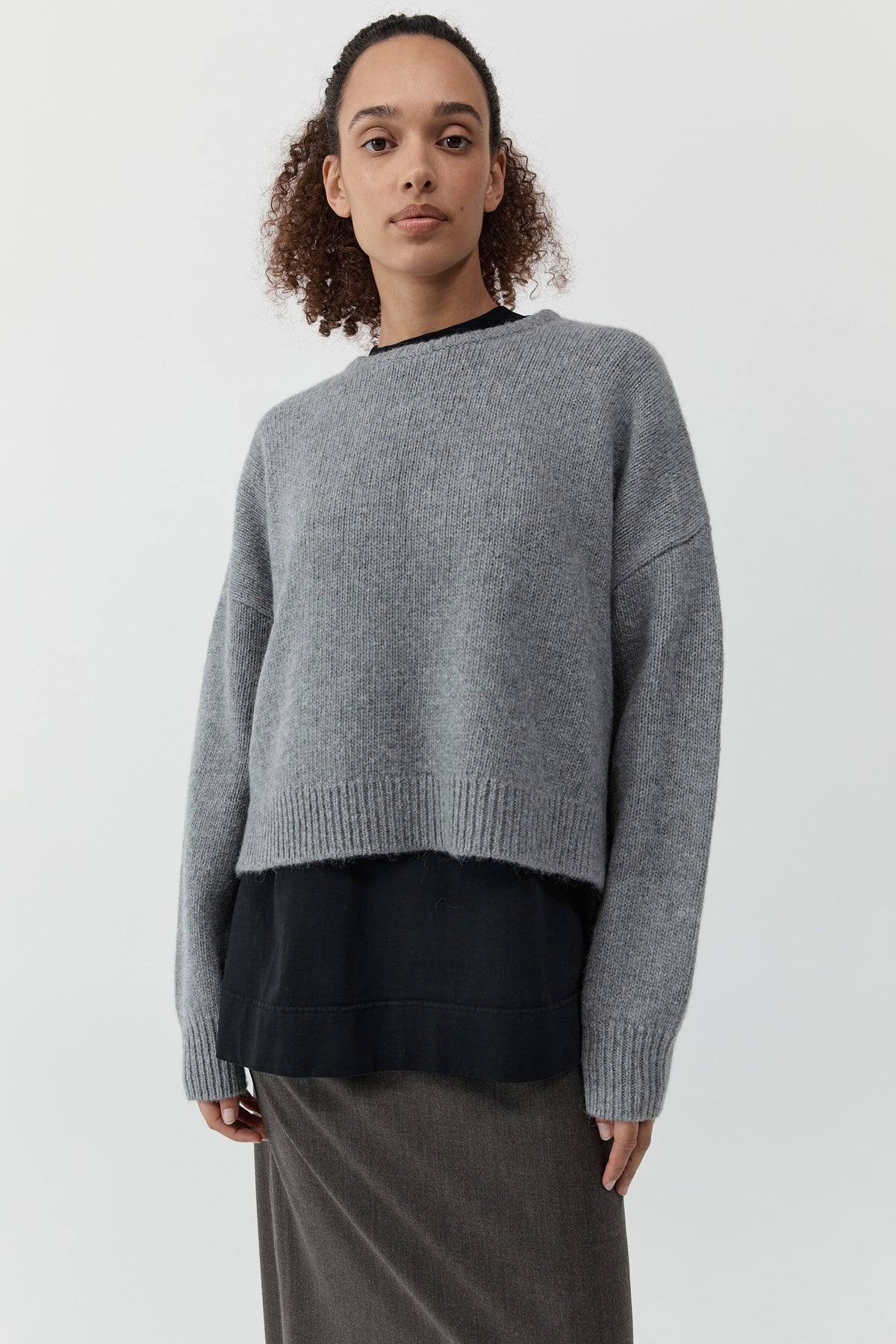 Cropped Sweater- Concrete