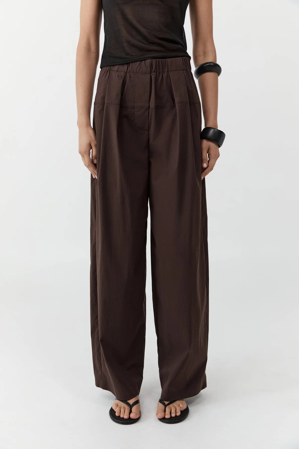 Relaxed Pleat Pants- Bark