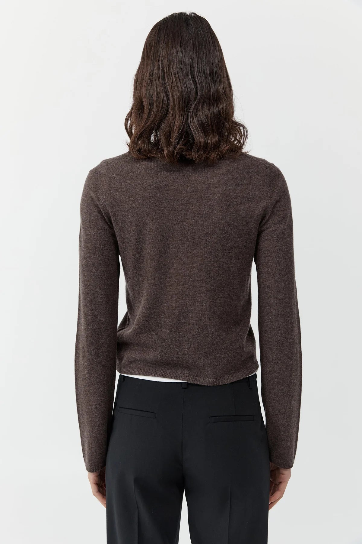 Fine Merino V Neck Sweater- Mulch