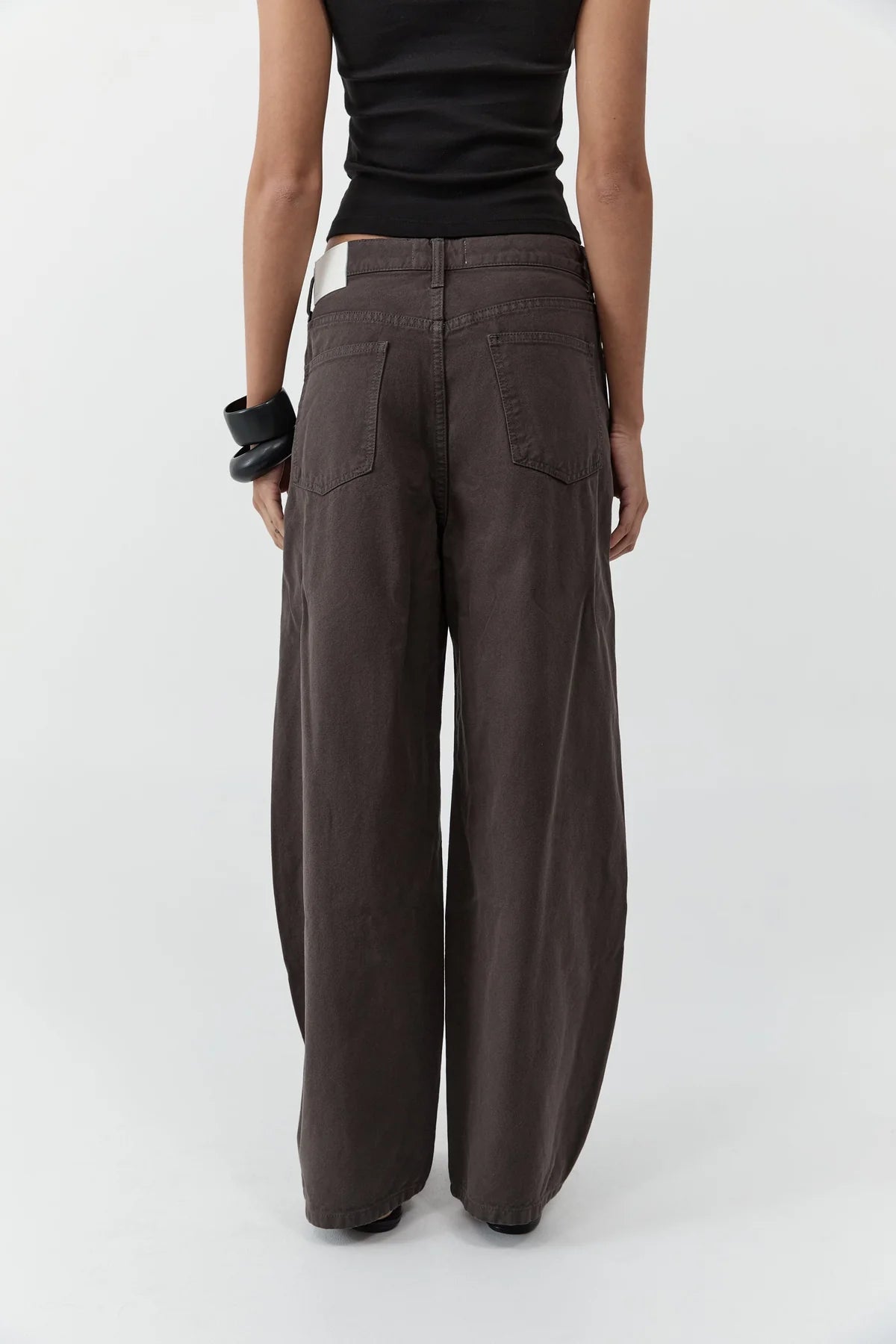 Canvas Mid Rise Barrel Jeans- Ash