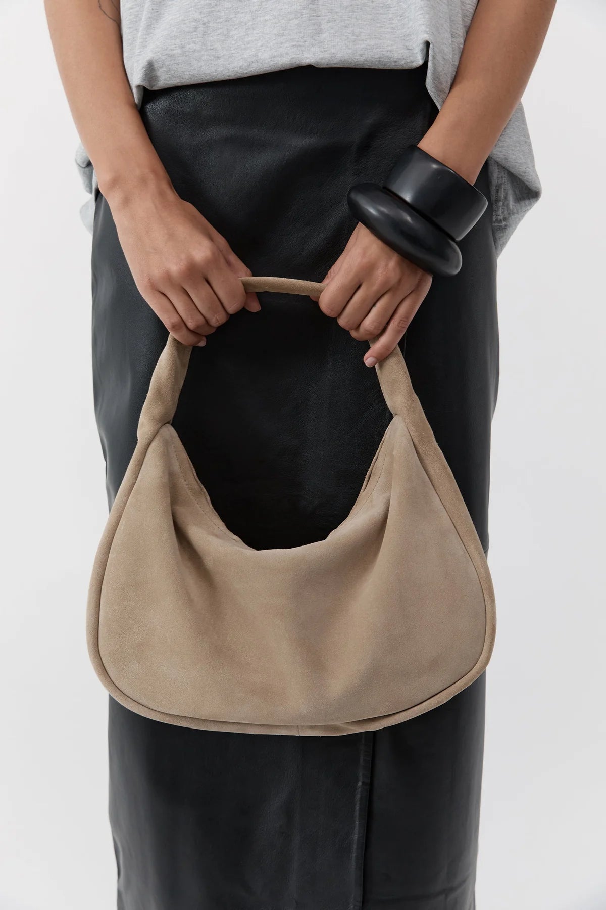Suede Large Bon Bon Bag - Rock