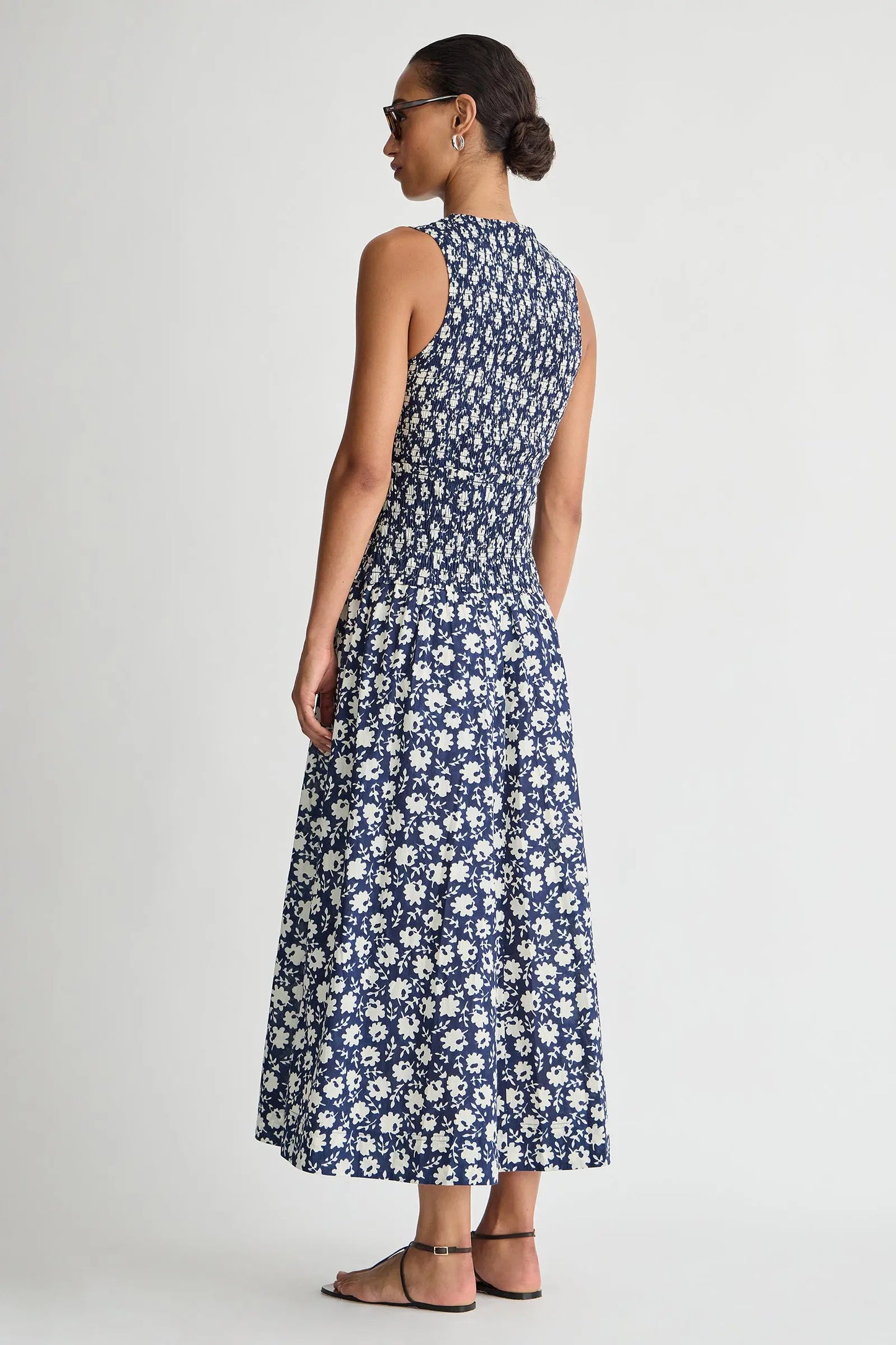 Siempre Tank Maxi - Navy Floral Stamp