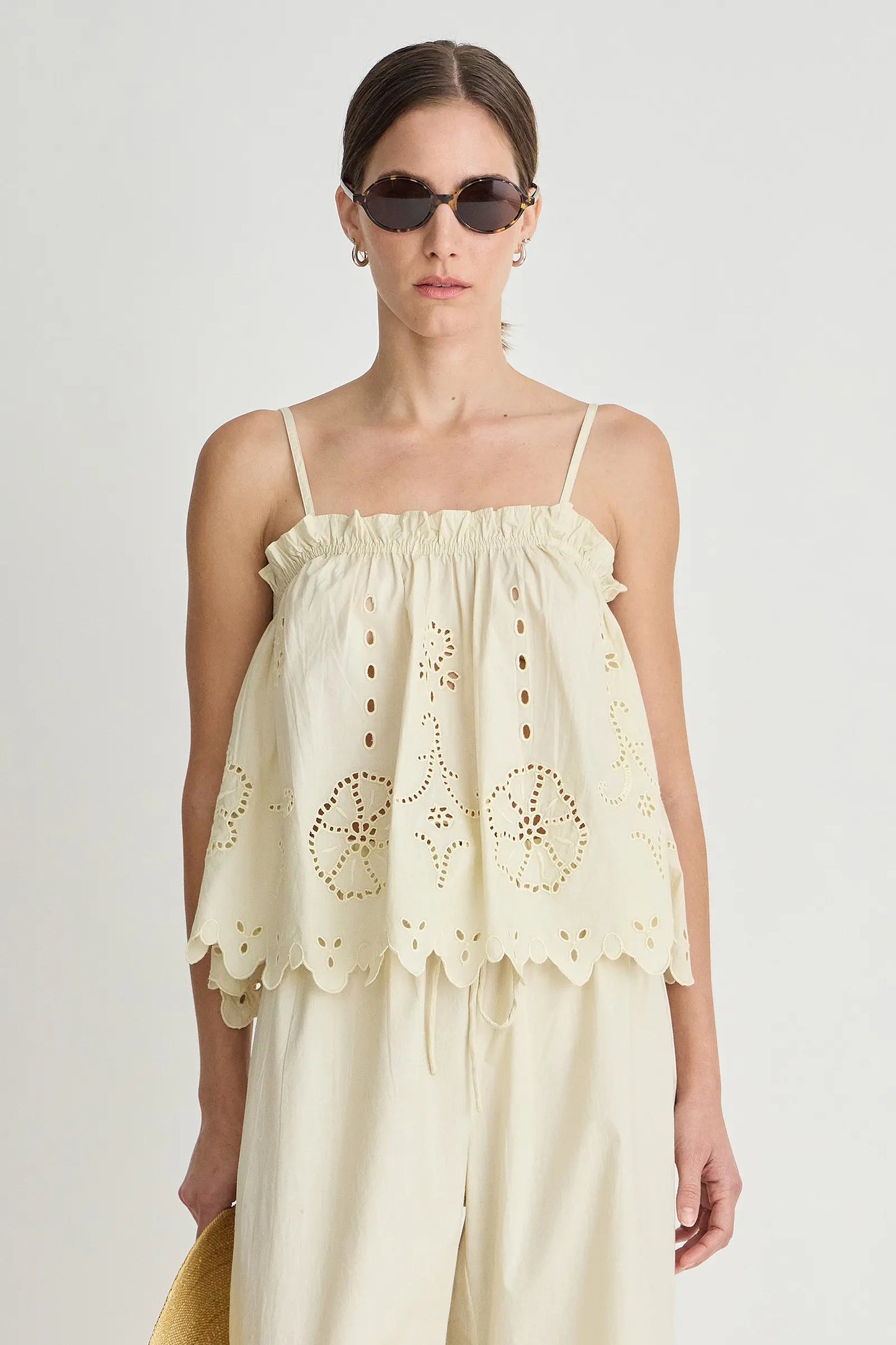Embroidered Cami Top - Ecru