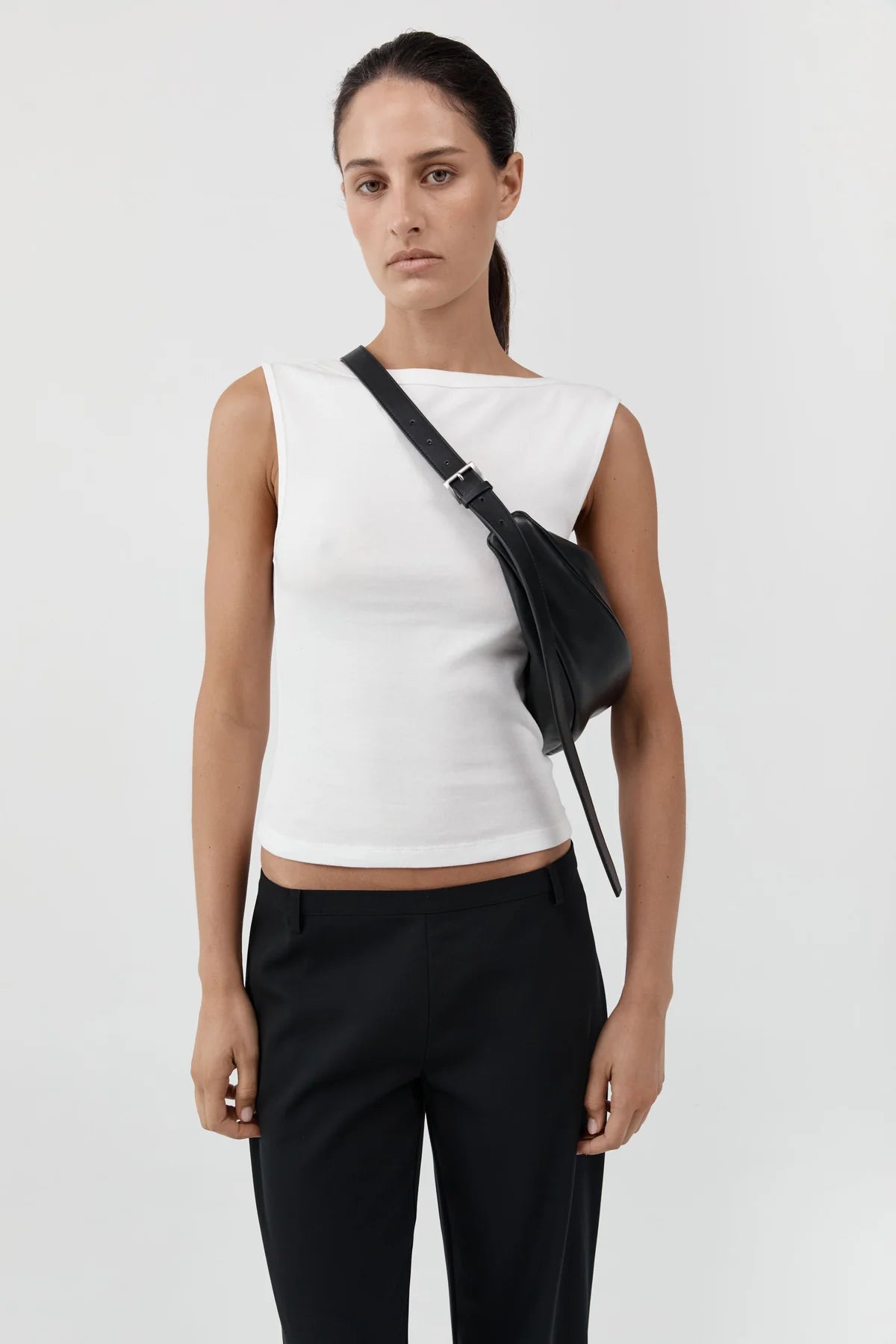 Adjustable Slim Crescent Bag - Black