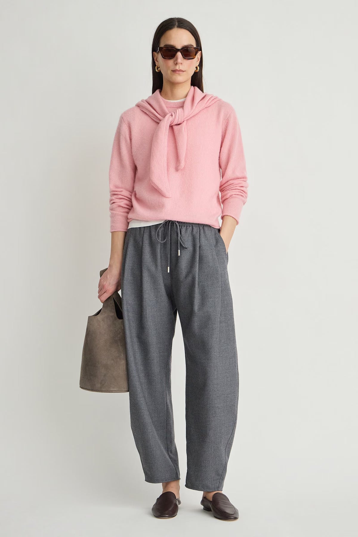 Softest Tissue Scarf Tie Top- Pink
