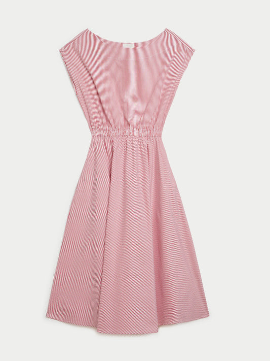 Demi Dress in Cotton Poplin - Poppy Stripe