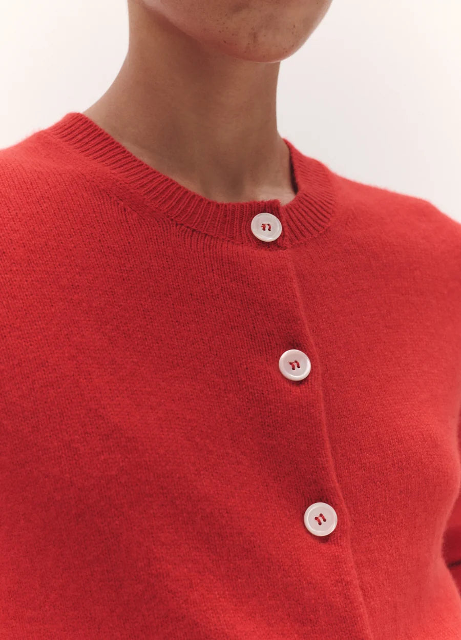 Ada Crewneck Cardigan - Poppy Red