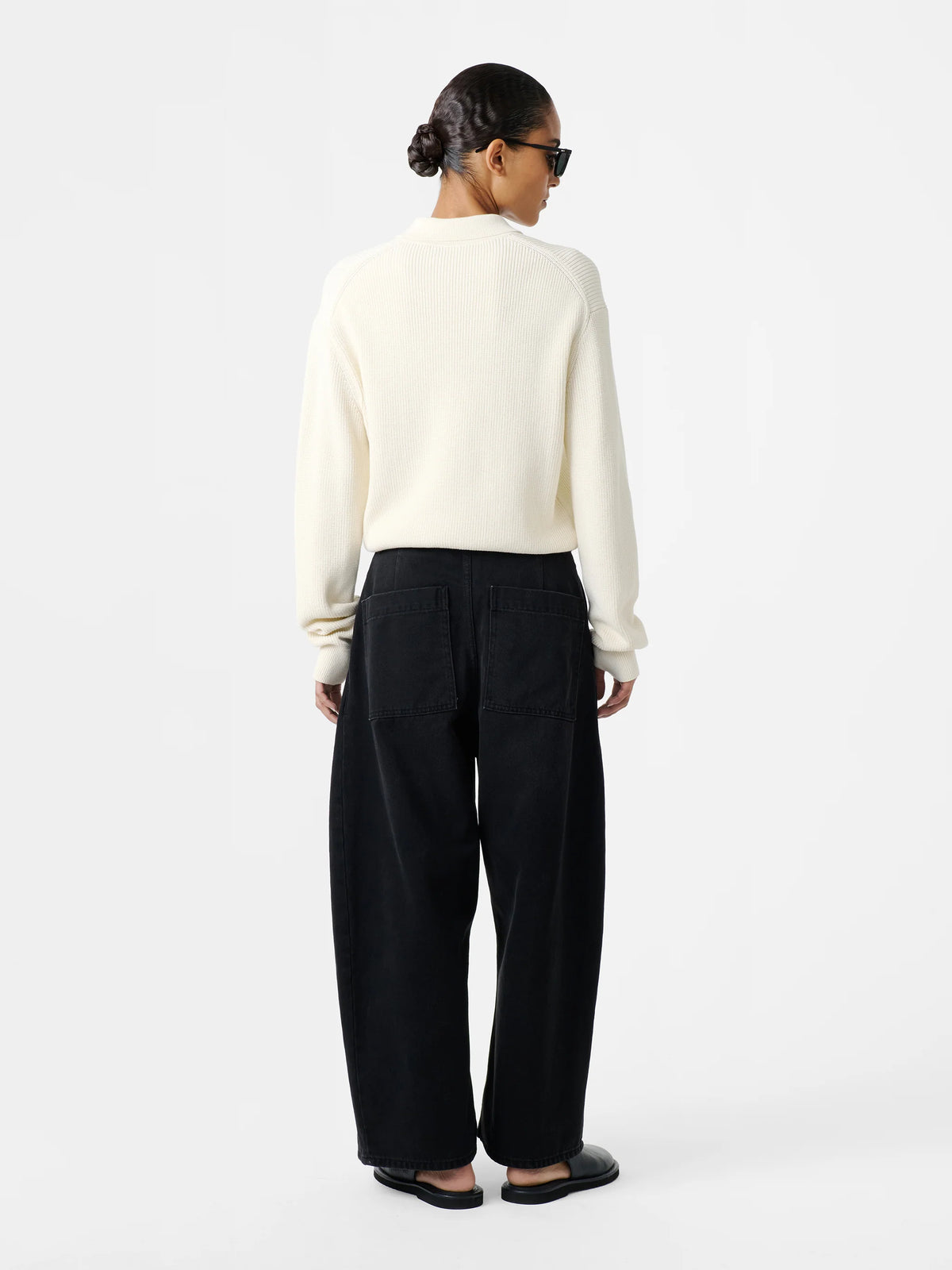 Chalco Wide Leg Denim Pant- Washed Black