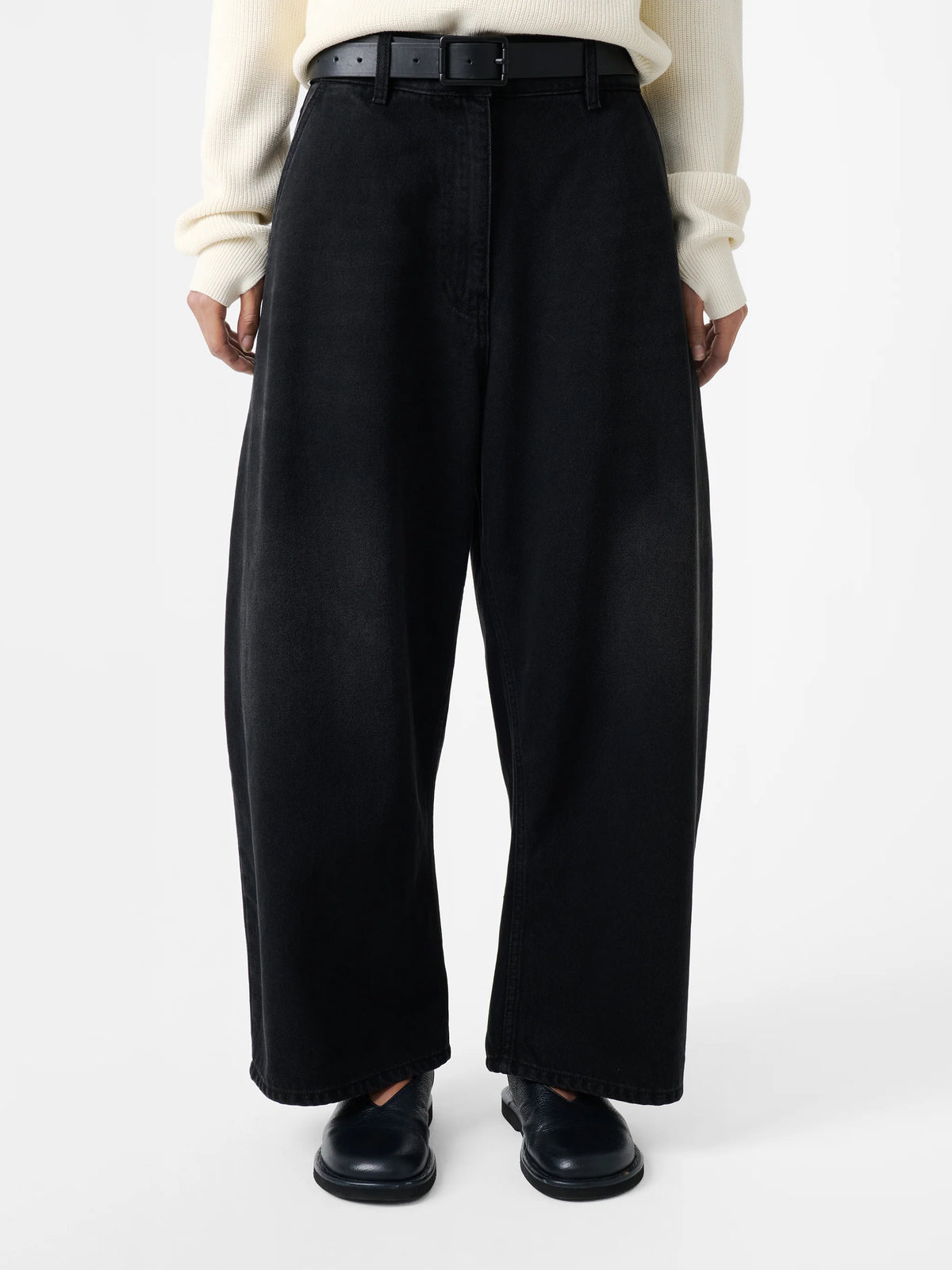 Chalco Wide Leg Denim Pant- Washed Black