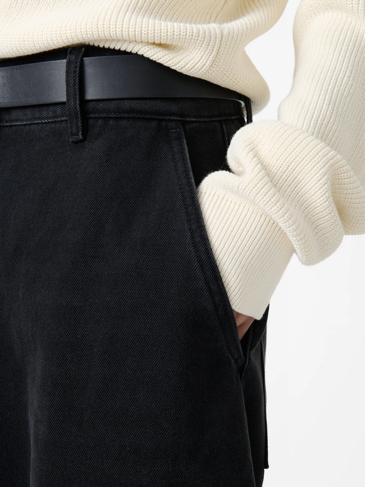 Chalco Wide Leg Denim Pant- Washed Black