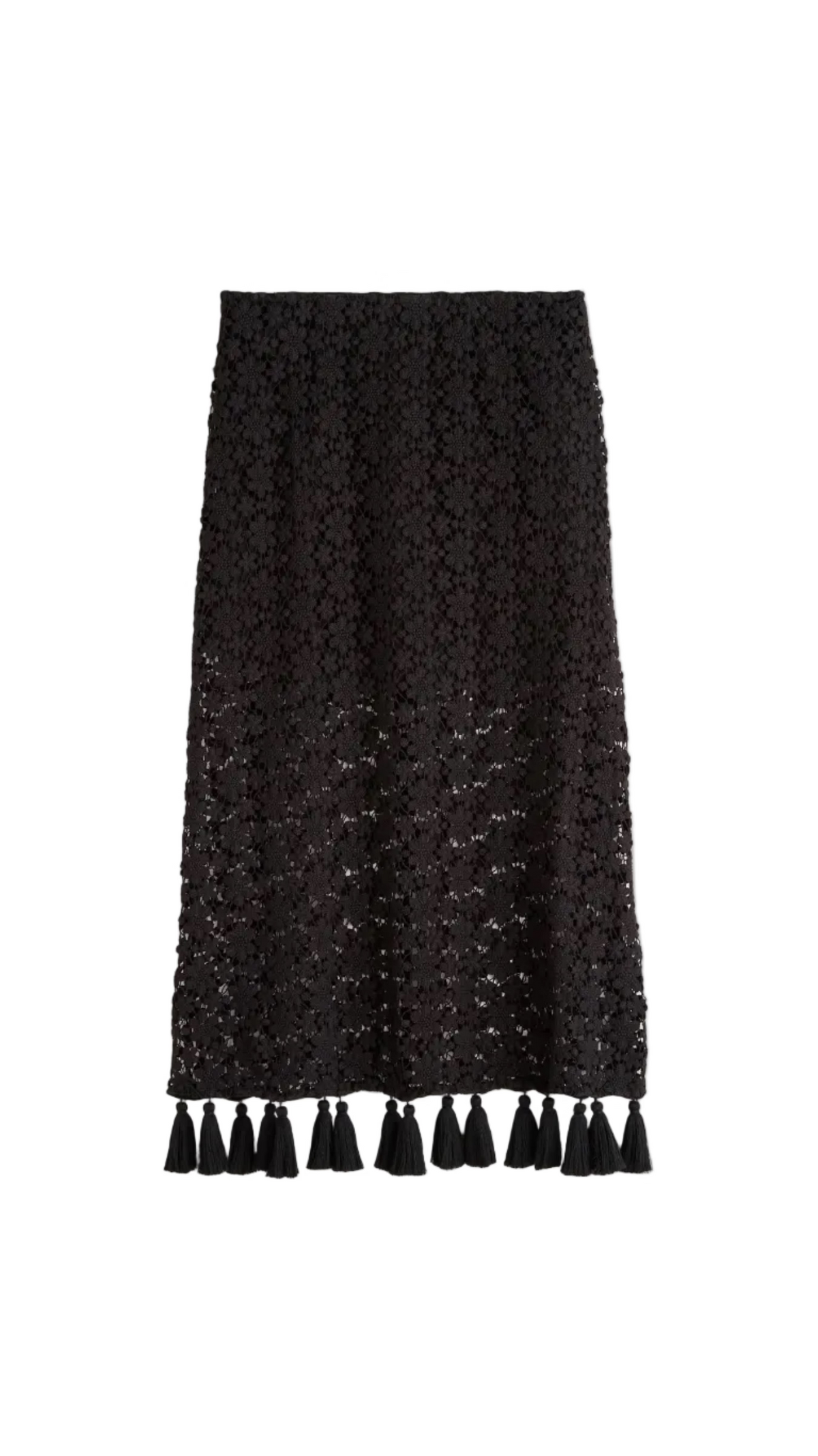 Valeska Tassel Column Skirt - Black