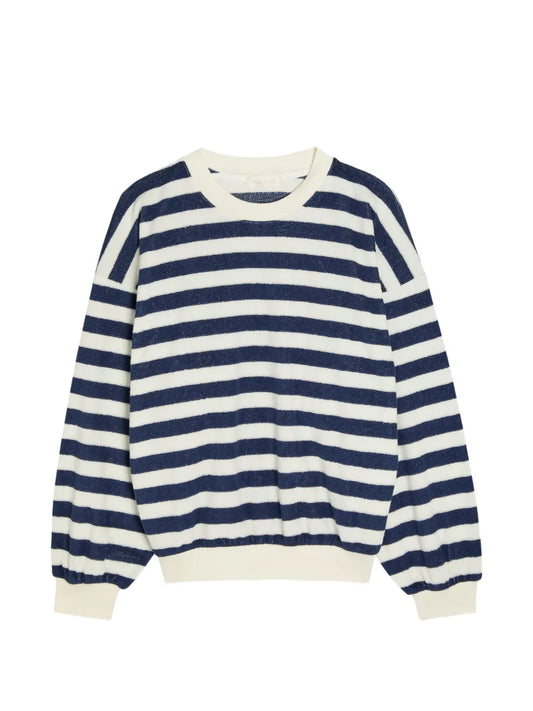 Sifnos Sweatshirt Terry- Navy Ivory Stripe