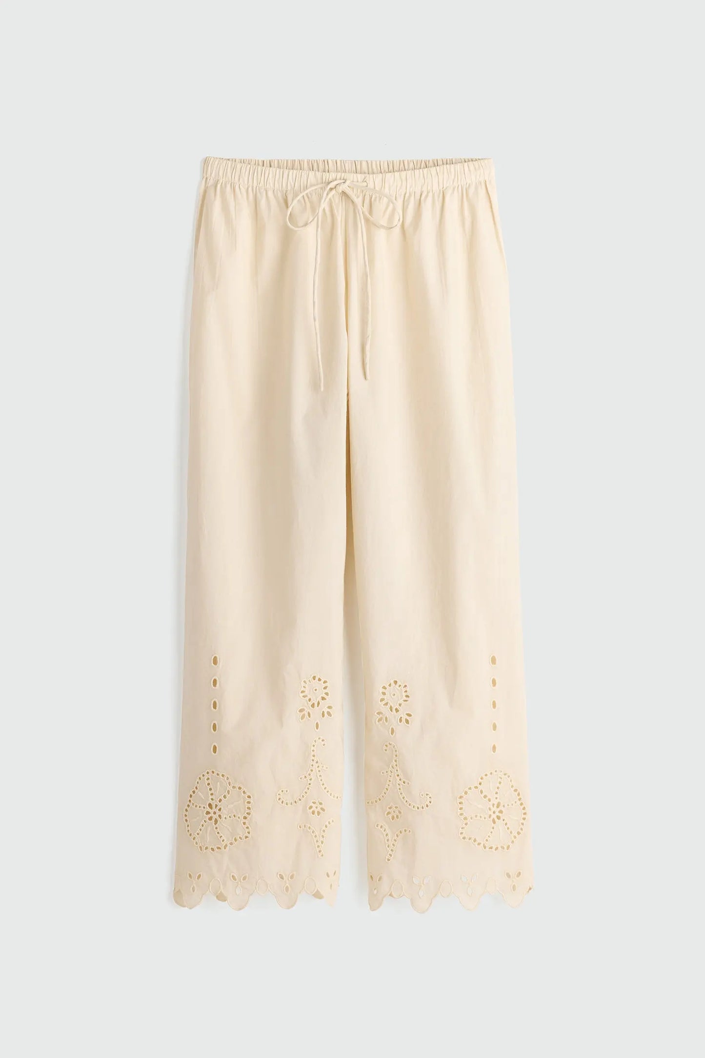 Embroidered Kari Pull On Pant - Ecru