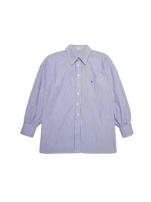 Kappa Shirt in Cotton Poplin - Navy Stripe