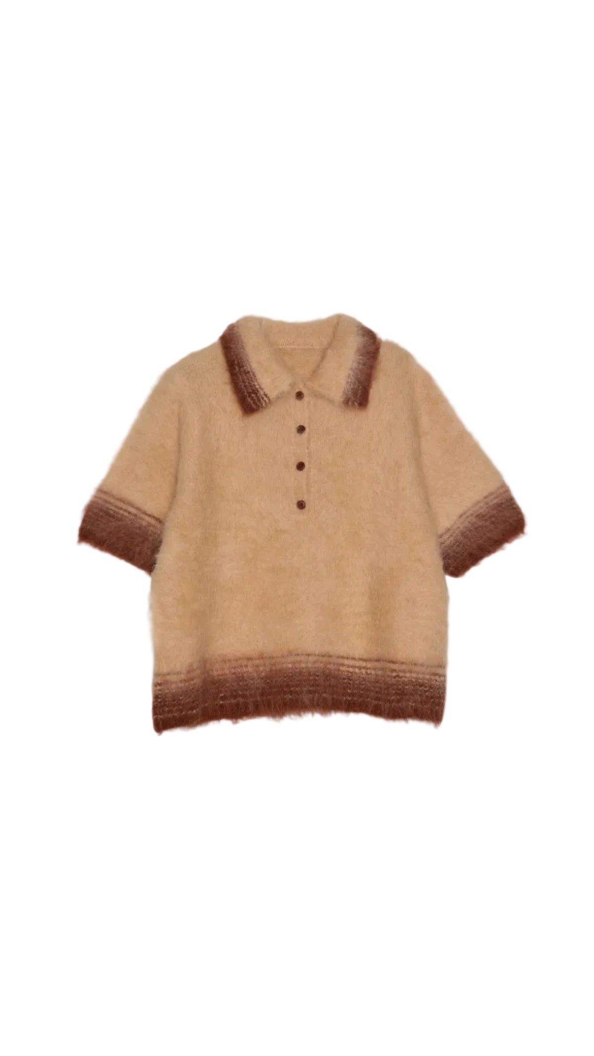 Compact Knit Polo in Caramel Pudding